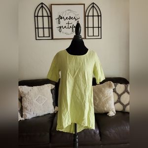 Bryn Walker 100% Linen Short Sleeve Blouse Women's Size XS Lime Green Summer